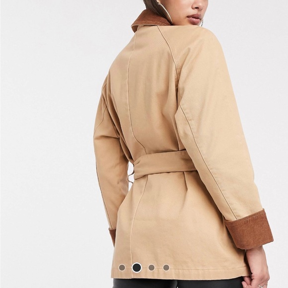 ASOS button jacket in Beige with waist tie - Picture 2 of 4